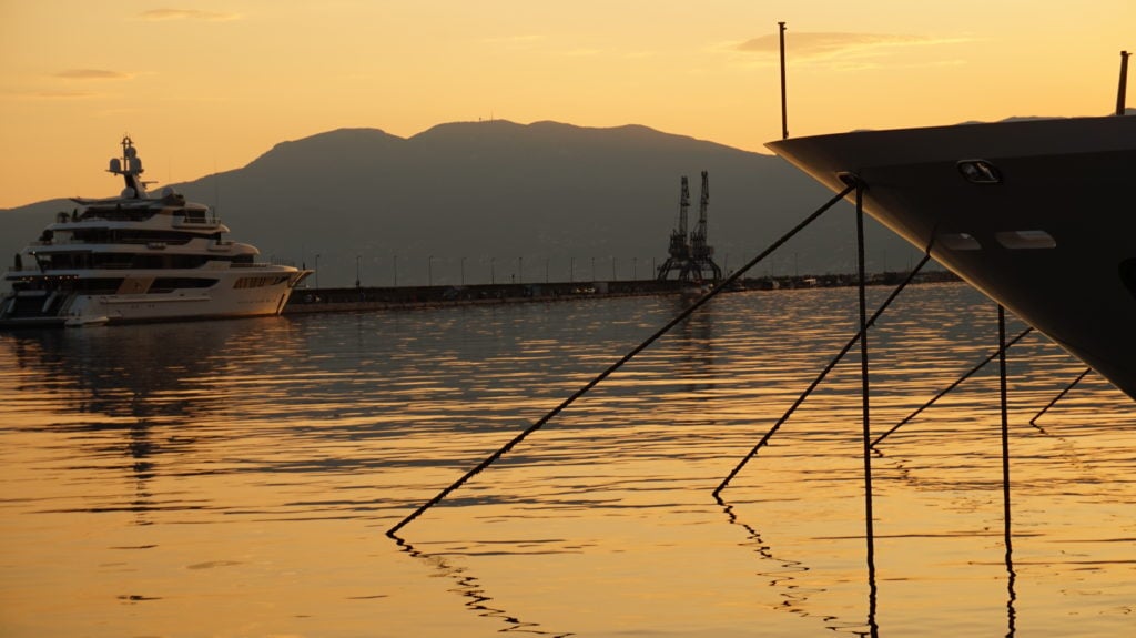 Rijeka port, Rijeka zachód słońca, zachód słońca, Rijeka chorwacja